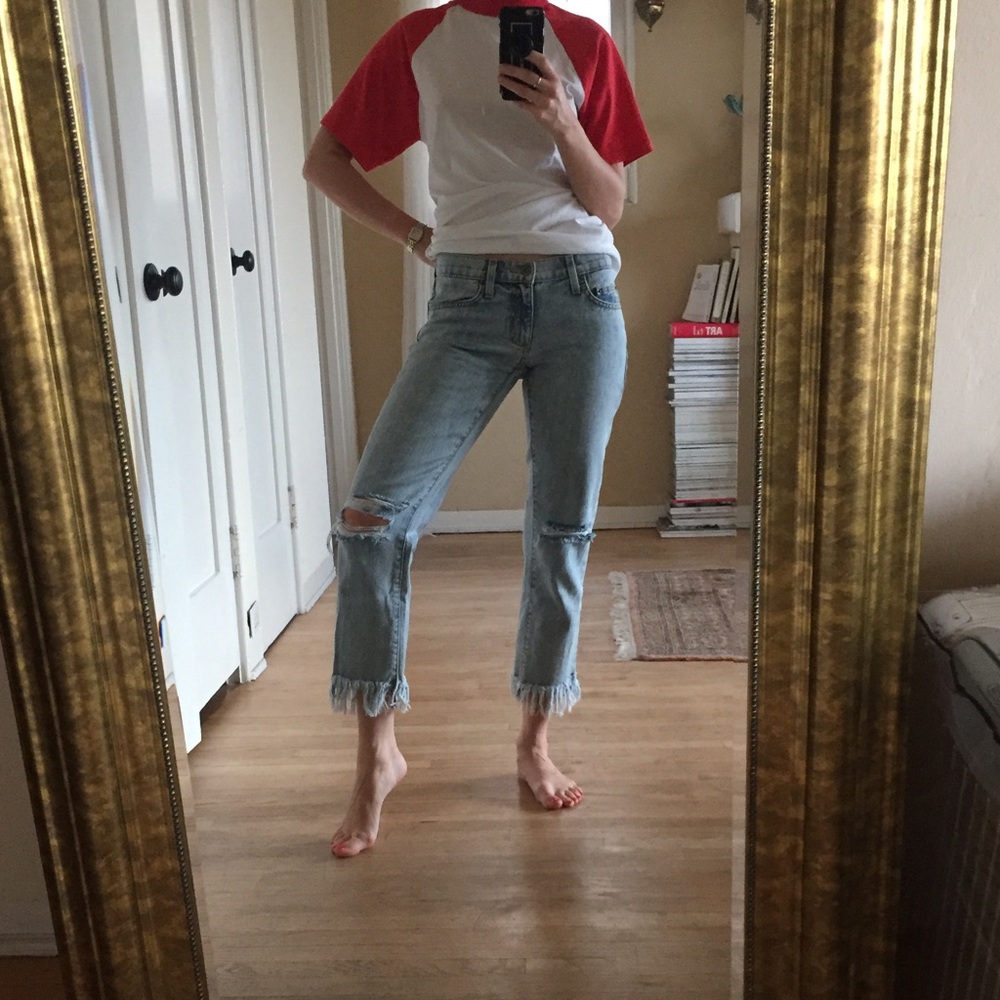 Ankle fringe jeans